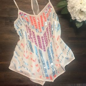 Hazel brand Intricate Beaded White Swing Tank